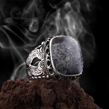 %100 Orjinal Dendritik Akik Taşlı 925 Ayar Gümüş Yüzük - Osmanlı Pazar