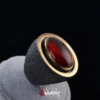 %100 Orjinal Granat Taşı Otantik Tasarım Bayan Gümüş Yüzük - Osmanlı Pazar