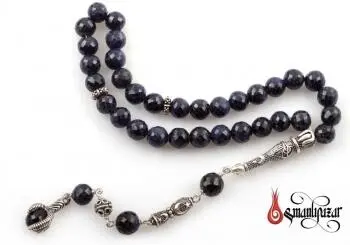 %100 ORJİNAL Safir Taşlı 925 Ayar Gümüş PENÇE Püsküllü Tesbih - Osmanlı Pazar