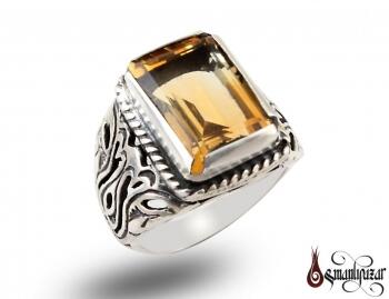 %100 Orjinal Sitrin Gümüş Yüzük - Osmanlı Pazar