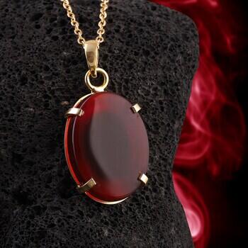 14 Ayar Altın Orijinal Yemen Akik Taşı Kolye - Osmanlı Pazar