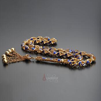 14 Ayar Altın Taneleri Mim Harfi Motifi Püsküllü Tesbih - Osmanlı Pazar