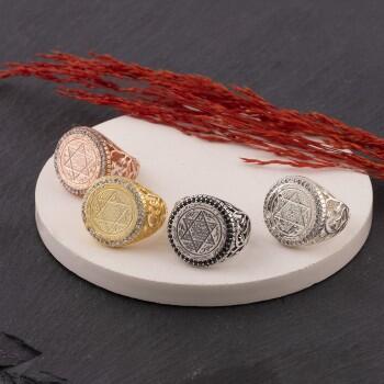 4 Adet 925 Ayar Gümüş Mührü Süleyman Yüzük - Osmanlı Pazar