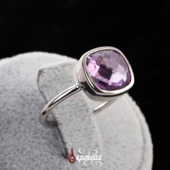 925 Ayar Gümüş Ametist Doğal Taşlı Bayan Yüzük - Osmanlı Pazar
