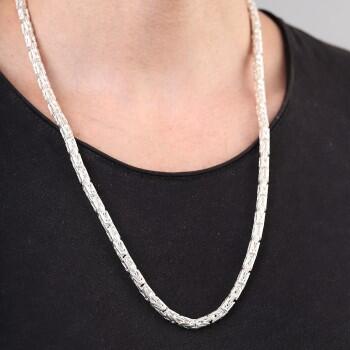 925 Ayar Gümüş Kral Zincir Erkek Kolye 7 mm - Osmanlı Pazar