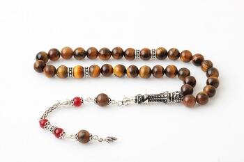 925 Ayar Gümüşlü Kaplan Gözü Tesbih - Osmanlı Pazar