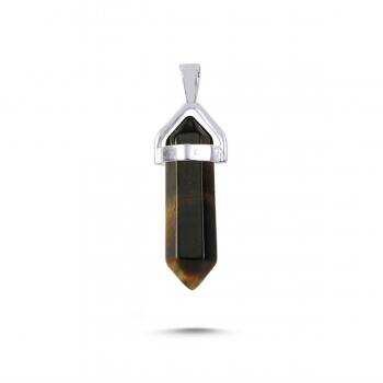 925 Ayar Kaplan Gözü Taşlı Gümüş Kolye - Osmanlı Pazar