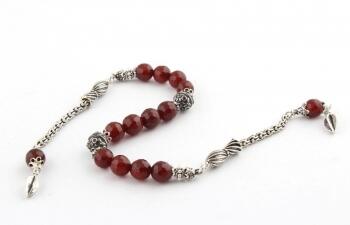 Akik 925 Ayar Gümüş Püsküllü Zaza Tesbih - Osmanlı Pazar