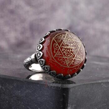 Akik Taşı Mührü Süleyman 925 Ayar Gümüş Bay-Bayan Yüzük - Osmanlı Pazar