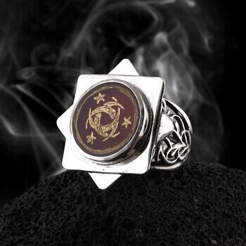 Akik Taşı Özel Tasarım 925 Ayar Gümüş Teşkilat-ı Mahsusa Yüzük - Osmanlı Pazar