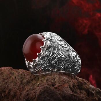 Akik Taşlı Erzurum Kalem İşçiliği Koleksiyonluk Nurullah Daştan Usta Yapımı Gümüş Yüzük - Osmanlı Pazar