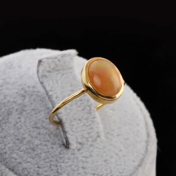 Altın Kaplama SARI OPAL Taşlı 925 Ayar Gümüş Yüzük - Osmanlı Pazar