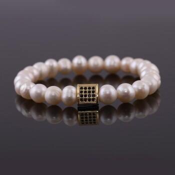 Altın Kaplama Zirkon Taşlı Barok İnci Bileklik - Osmanlı Pazar