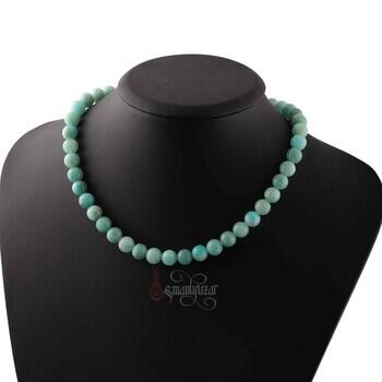 Amazonit Doğal Taşlı Dizi Kolye Gümüş Klipsli - Osmanlı Pazar