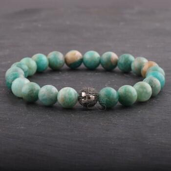 Amazonit Doğal Taşlı Kişiye Özel Harfli Bileklik - Osmanlı Pazar