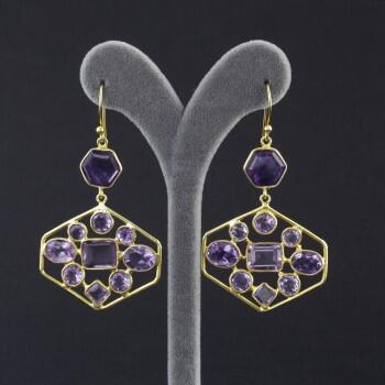 Ametist Doğal Taşlı 925 Ayar Gümüş Küpe - Osmanlı Pazar