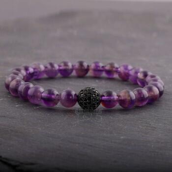 Ametist Doğal Taşlı Gümüş Aparatlı Bileklik - Osmanlı Pazar