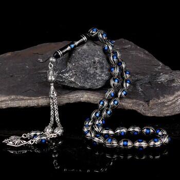 Arpa Model Gümüş İşlemeli Erzurum Oltu Taşı Tesbih - Osmanlı Pazar