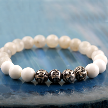 Aytaşı ve Sedef Doğal Taşlı Gümüş Kişiye Özel Bileklik - Osmanlı Pazar