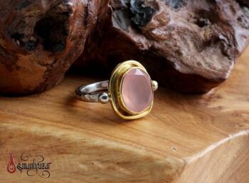 Bayan Orjinal Pembe Kuvars Taşlı 925 Ayar Gümüş Yüzük - Osmanlı Pazar