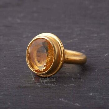 Bayan Orjinal Sitrin Taşlı 925 Ayar Gümüş Yüzük - Osmanlı Pazar