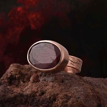 Bayan Yakut Taşlı 925 Ayar Gümüş Yüzük - Osmanlı Pazar