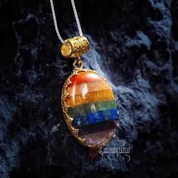 Çakra Doğal Taş Kolye Altın Kaplama 925 Ayar Gümüş - Osmanlı Pazar