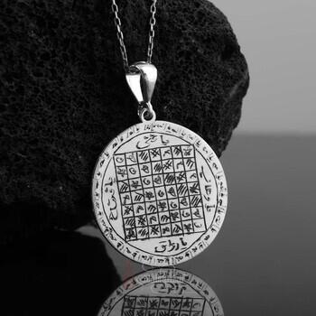 Celcelutiye Duası Vefkli 925 Ayar Gümüş Plaka Kolye - Osmanlı Pazar