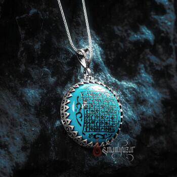 Celcelutiye Vefki Firuze Taşlı 925 Ayar Gümüş Kolye - Osmanlı Pazar