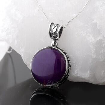 Ceyt Taşı 925 Ayar Gümüş El işçiliği Lale Motifli Kolye - Osmanlı Pazar