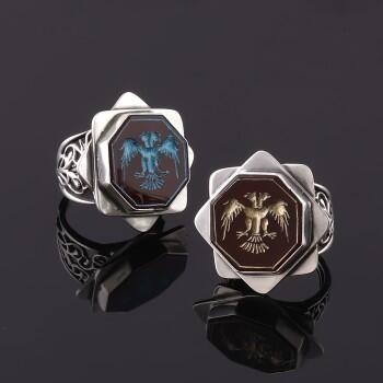 Çift Başlı Kartal Büyük Selçuklu Devleti Gümüş Yüzük - Osmanlı Pazar