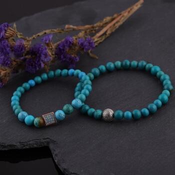 Çiftlere Özel Doğal İran Firuzesi Kombin Bileklik - Osmanlı Pazar