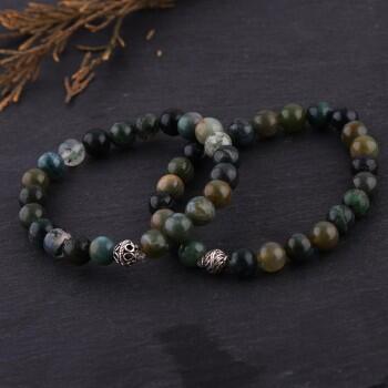 Çiftlere Özel Doğal Yeşil Akik ve Labradorit Taşlı Kombin Bileklik - Osmanlı Pazar