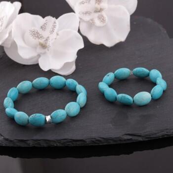 Çiftlere Özel Firuze Doğal Taşlı Arpa Kesim Bileklik - Osmanlı Pazar