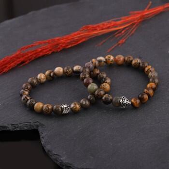 Çiftlere Özel Kaplangözü ve Yosunlu Akik Taşlı Kombin Bileklik - Osmanlı Pazar