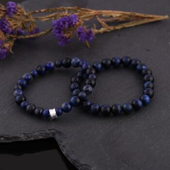 Çiftlere Özel Lapis Lazuli ve Lacivert Kaplangözü Taşlı Kombin Bileklik - Osmanlı Pazar