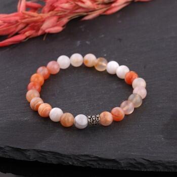 Çizgili Akik Doğal Taşlı Unisex Bileklik - Osmanlı Pazar