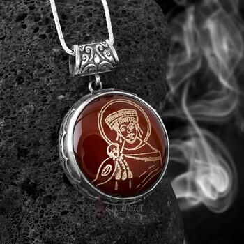 Constantinus Porte Elde Kazıma Akik Taşı Gümüş Kolye - Osmanlı Pazar