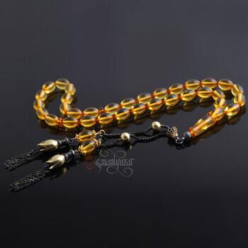 Damla Kehribar Taşı Lale Motifi Püsküllü Tesbih - Osmanlı Pazar