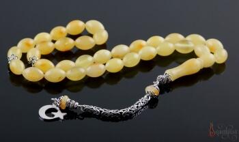 Damla Kehribar Tesbih 925 Ayar Gümüş Püskül - Osmanlı Pazar