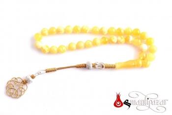 Damla Kehribar Tesbih Arpa Kesim Büyük kazaz Püskül - Osmanlı Pazar