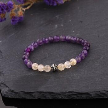 Doğal Ametist ve Sitrin Taşlı Bayan Bileklik - Osmanlı Pazar