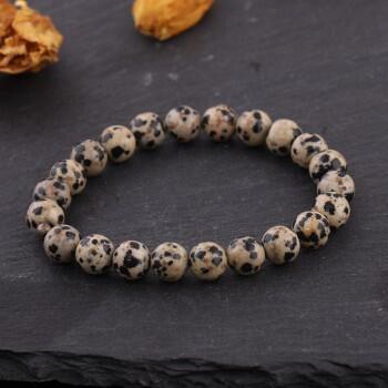 Doğal Dalmaçyalı Jasper Taşlı Erkek Bileklik - Osmanlı Pazar