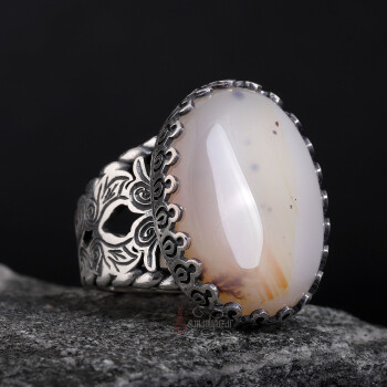 Doğal Hareli Yemen Akik Taşı El İşçiliği Gümüş Yüzük - Osmanlı Pazar