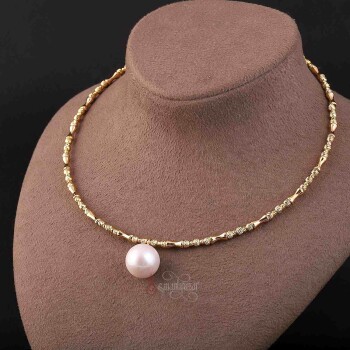 Doğal İnci Altın Kaplama Gümüş Choker Kolye - Osmanlı Pazar