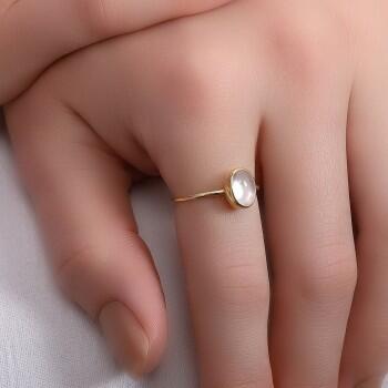 Doğal Kristal Kuvars Taşı 925 Ayar Gümüş Minimal Yüzük - Osmanlı Pazar