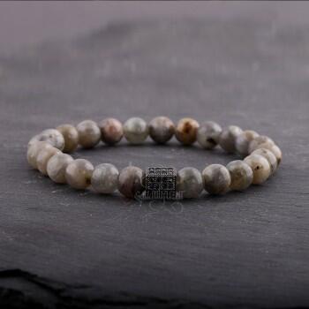 Doğal Labradorit Taşlı Gümüş Aparatlı Bileklik - Osmanlı Pazar