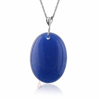 Doğal Mavi Akik Taşı Kolye - Osmanlı Pazar