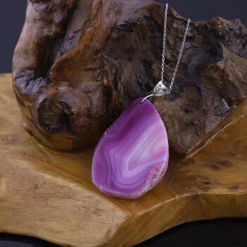 Doğal Pembe Akik Taşlı Kolye - Osmanlı Pazar