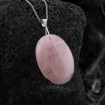 Doğal Pembe Kuvars Taşı Kolye - Osmanlı Pazar